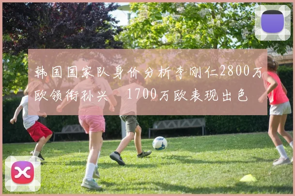 韩国国家队身价分析李刚仁2800万欧领衔孙兴慜1700万欧表现出色